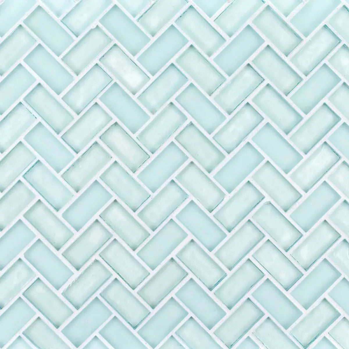 5/8" Herringbone Mosaic in Mo'Orea Glass Tile