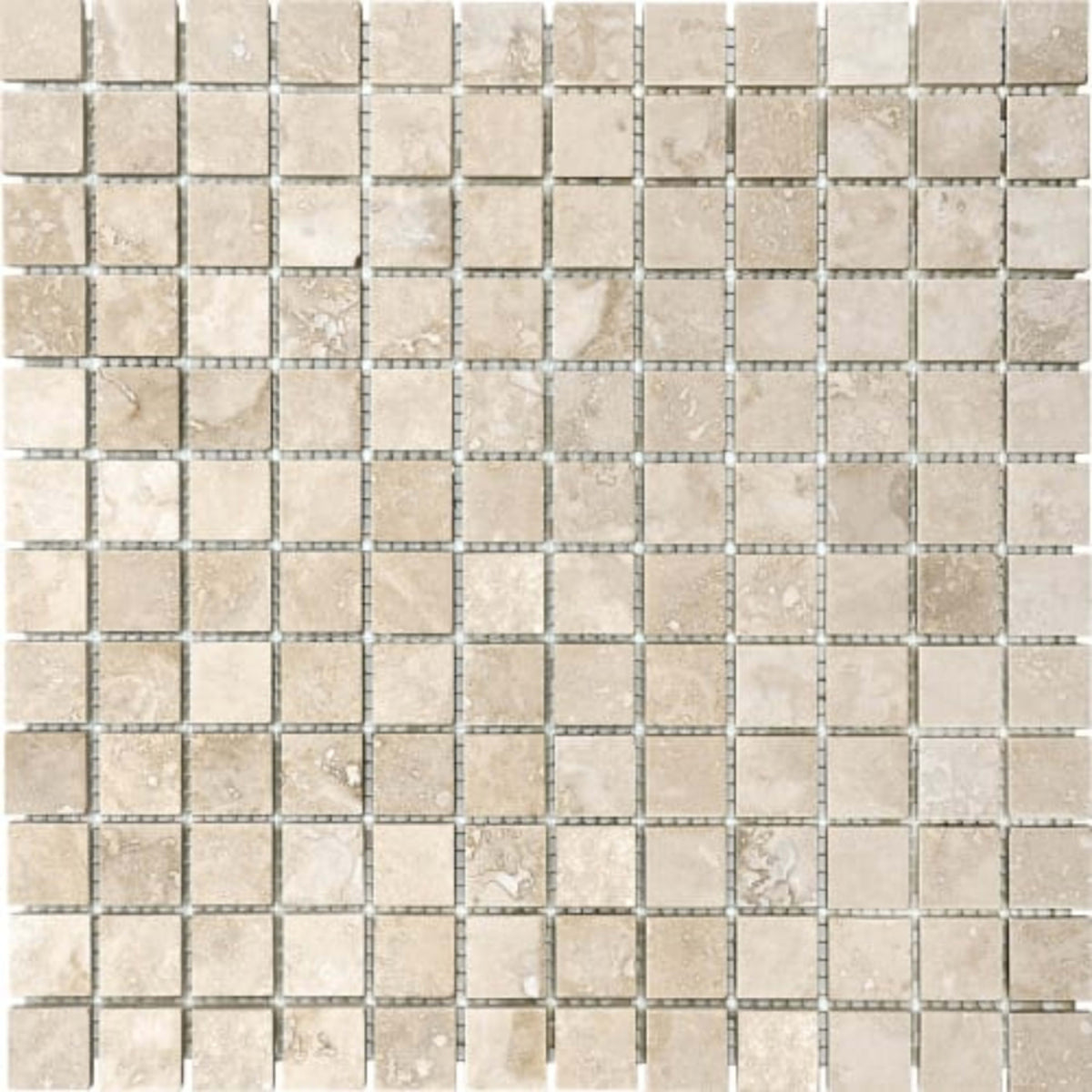 Ivory Travertine in 1x1 In Filled & Honed Mosaics Natural Stone