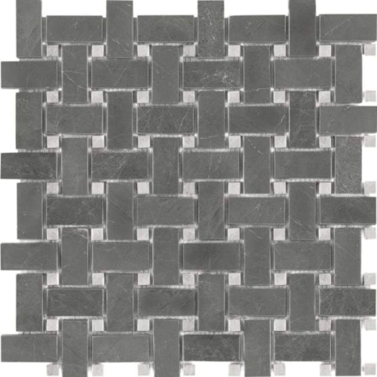 Stark Carbon in Basketweave Polished Mosaics Natural Stone