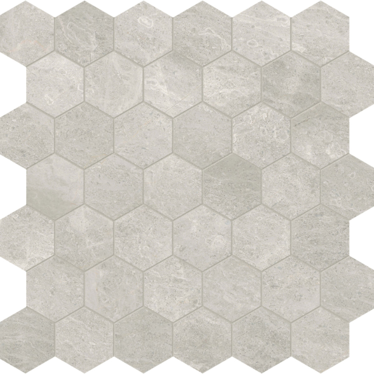 Anciano Grigio in Hexagon Mosaic 2in Honed Natural Stone