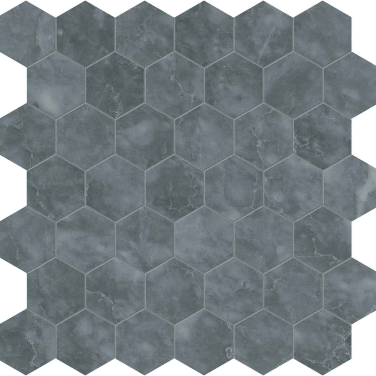 Aqua Intenso in Hexagon Mosaic Brushed Natural Stone