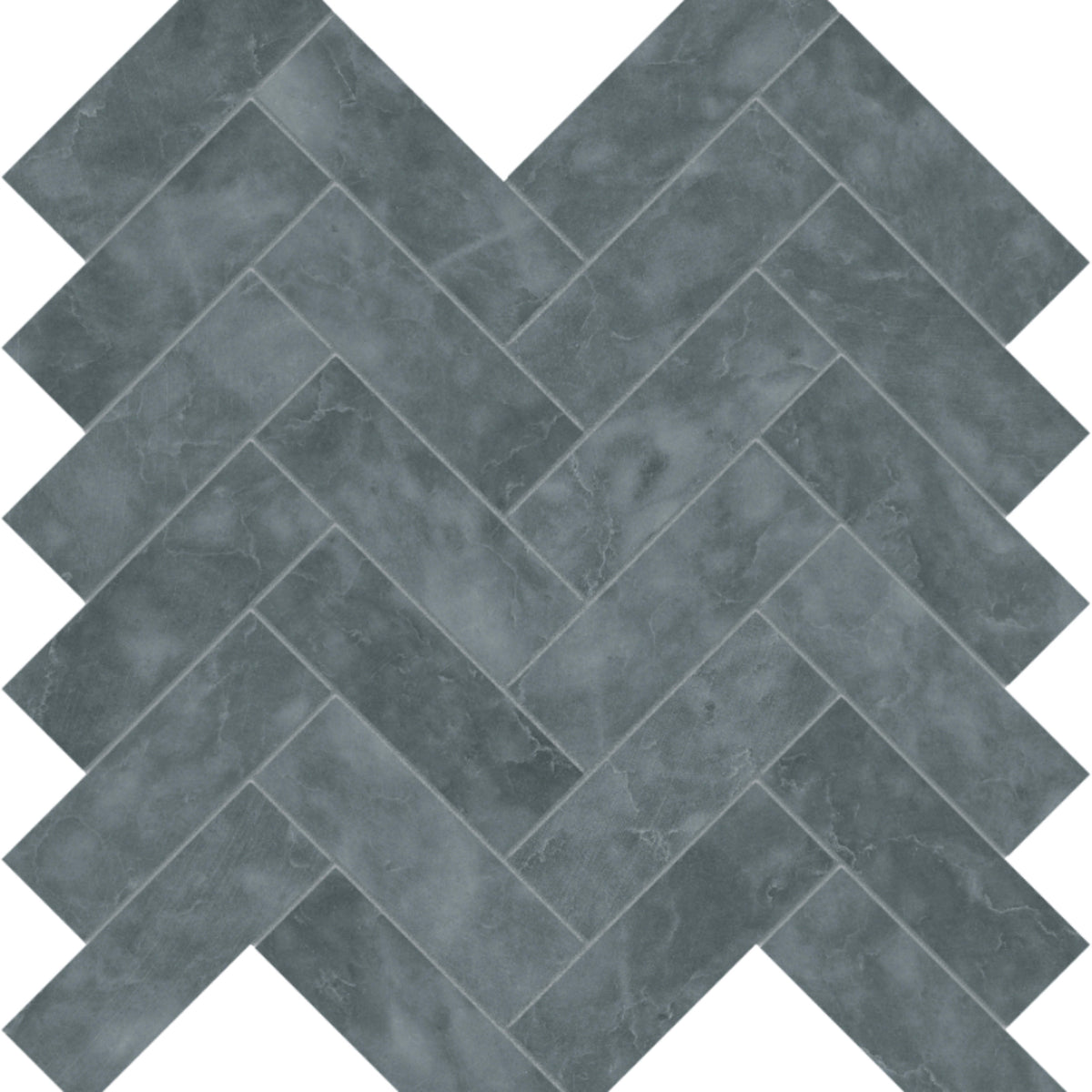 Aqua Intenso in Herringbone Mosaic Brushed Natural Stone