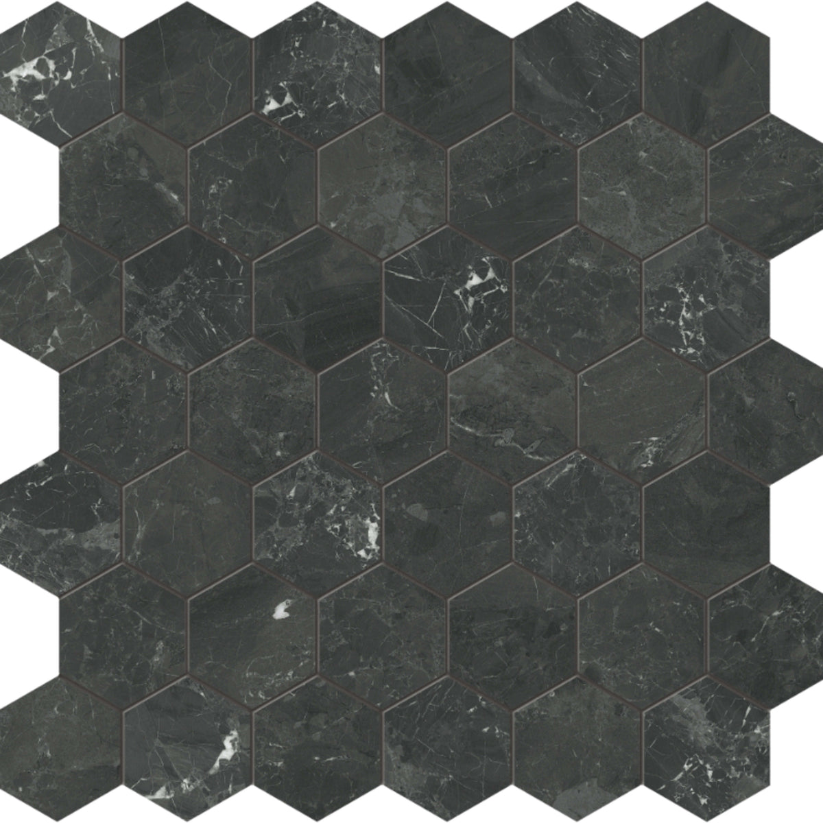 Galaxia Nero in Hexagon Mosaic Polished Natural Stone