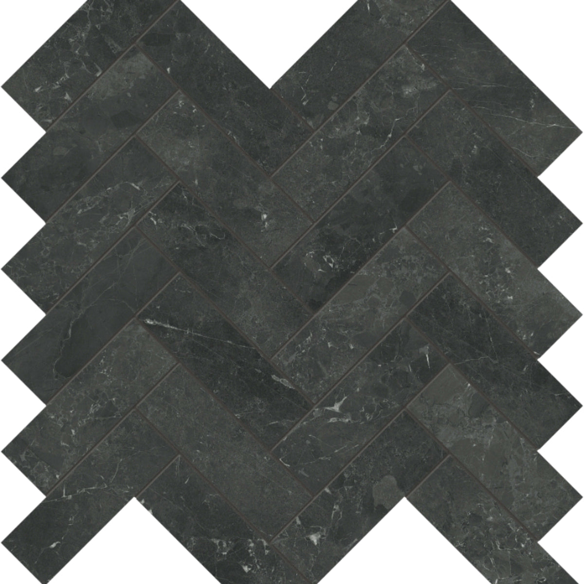 Galaxia Nero in Herringbone Mosaic Polished Natural Stone