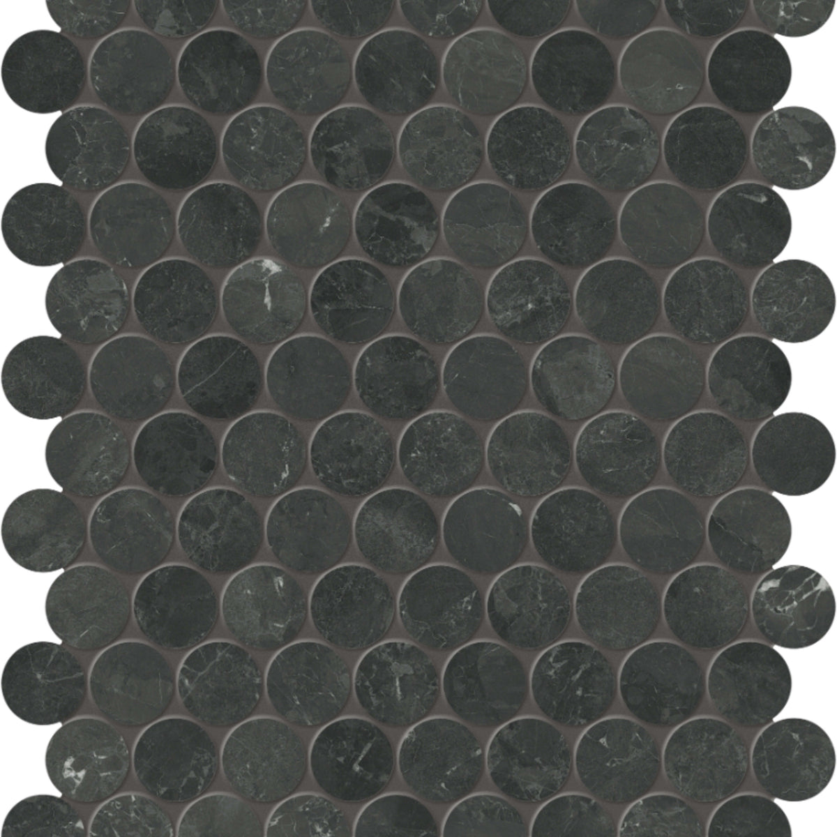 Galaxia Nero in Penny Round Mosaic Polished Natural Stone