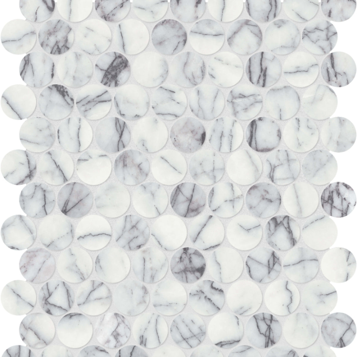 Lilac Volta in Penny Round Mosaic Honed Natural Stone