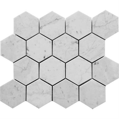 Marbella in Carrarra Hex 3x3 Honed Natural Stone