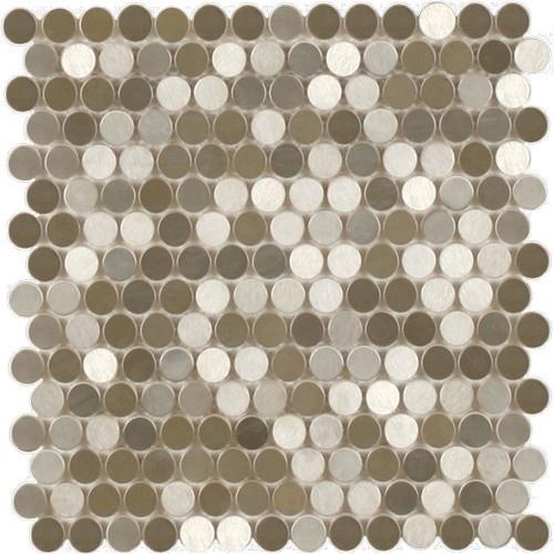 Perth Penny Rounds in Stainless Brushed Metal Tile