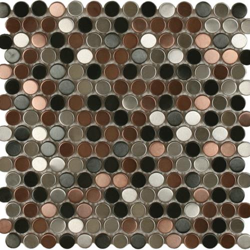 Perth Penny Rounds in Blend Brushed Metal Tile
