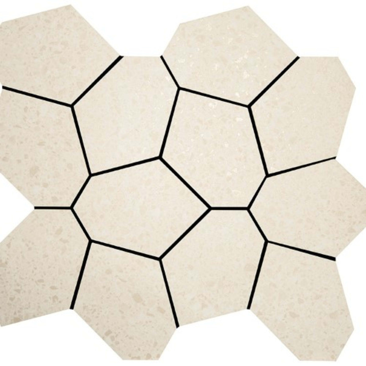 Alaska in Bone Mosaic 13"x15" Polygon Tile