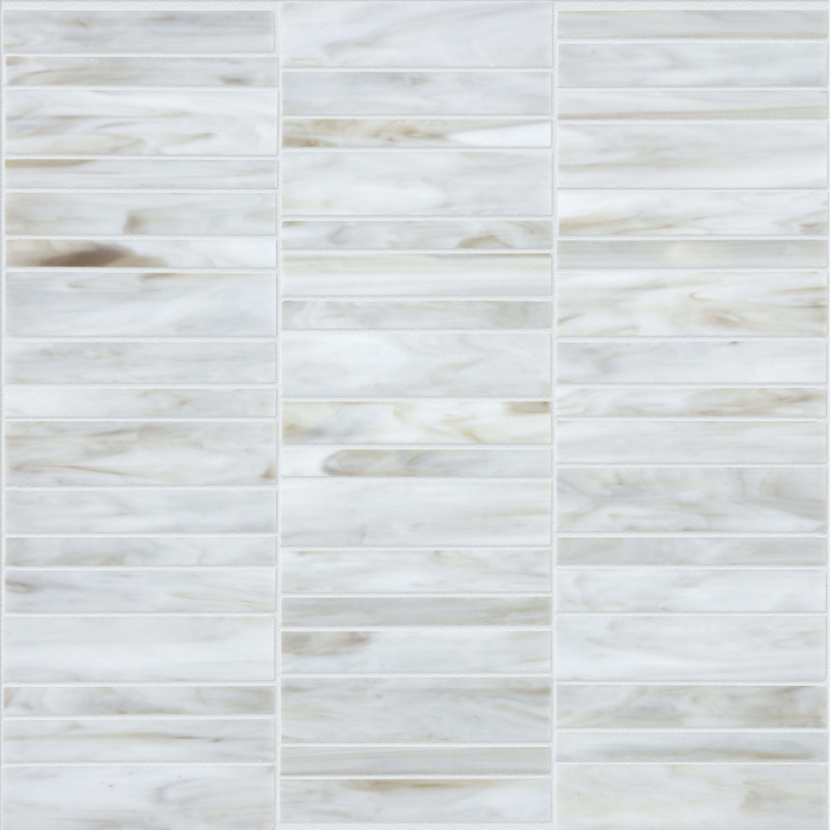 Baroque in Calacatta Random Stacked Mosaic Glass Tile