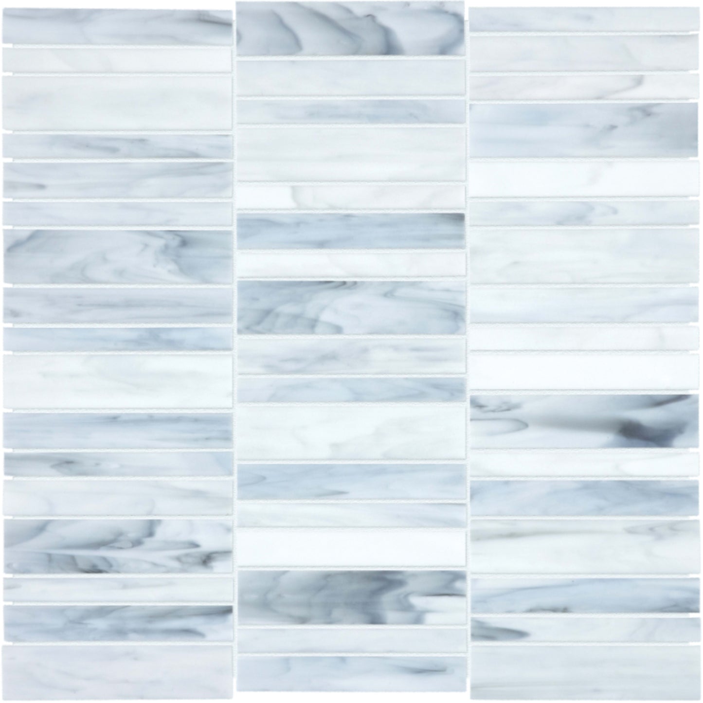 Baroque in Carrara Random Stacked Mosaic Glass Tile