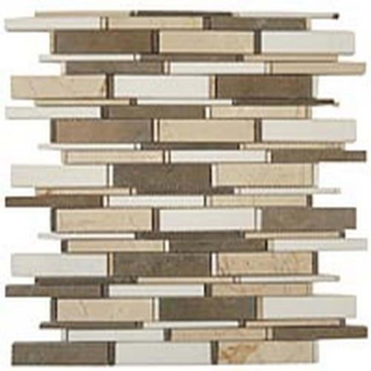 Cascade in Lagos Azul-Crema Marfil-Thassos White 4"xrandom Bricks Natural Stone
