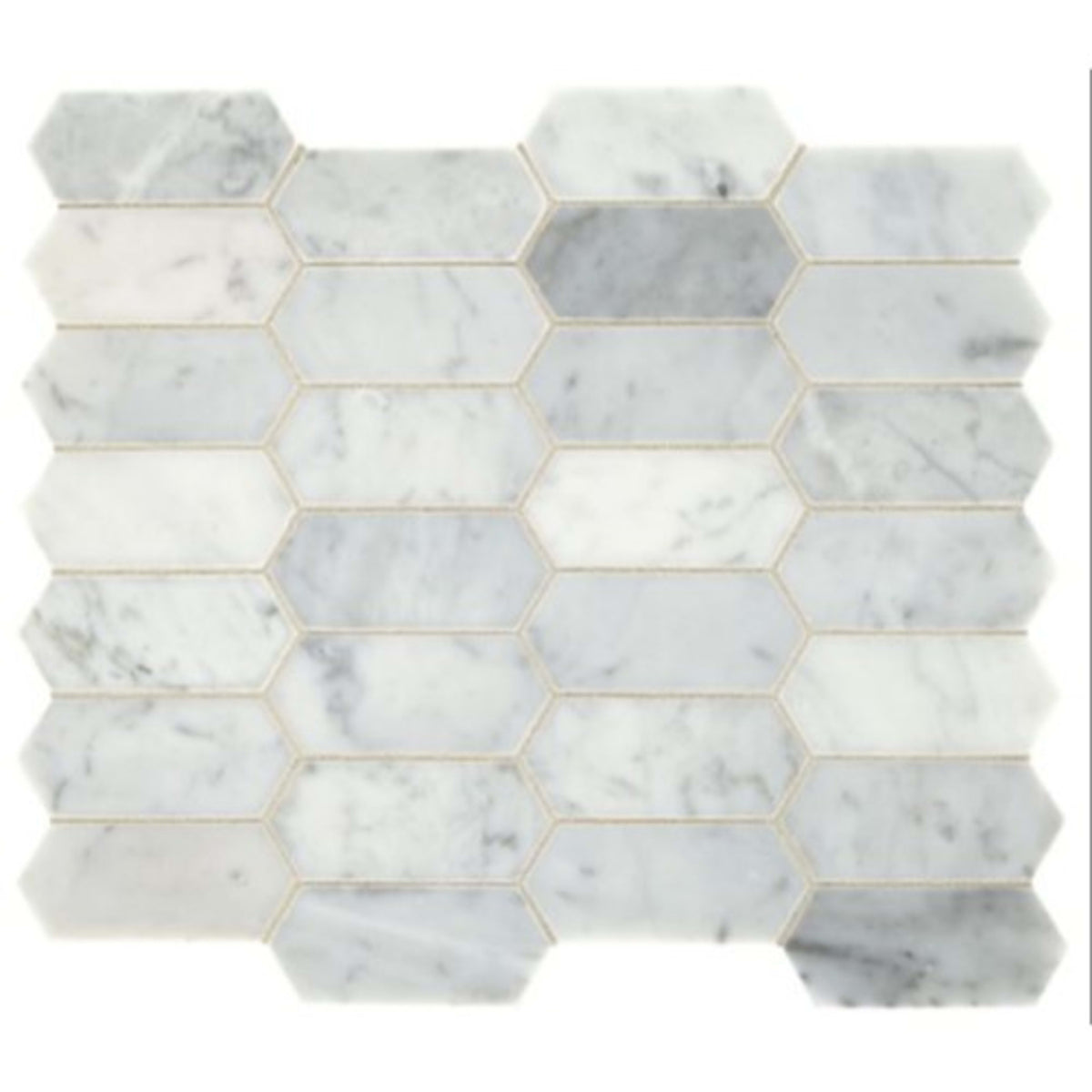 Marble Collection in Carrara White Elongated Hex Natural Stone