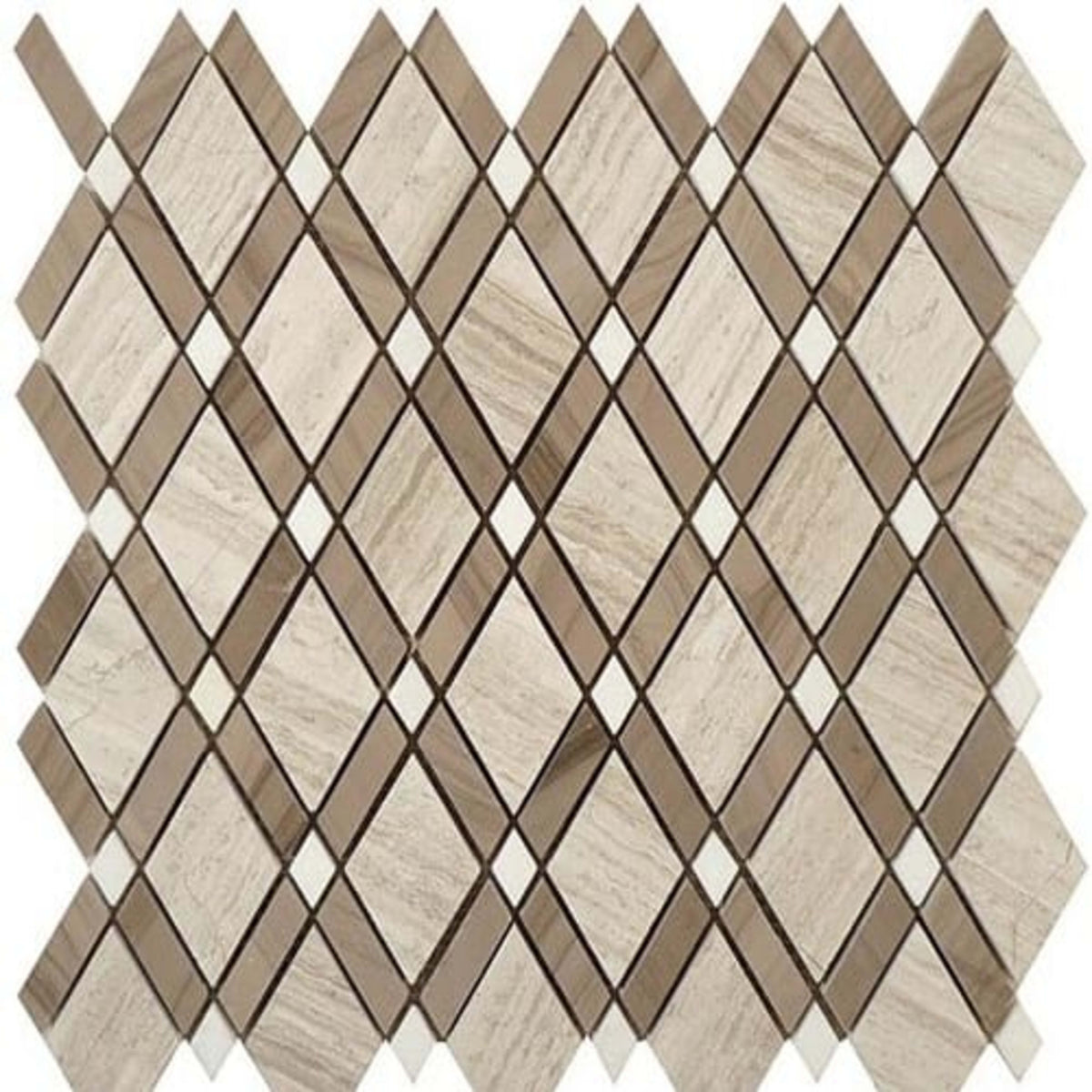Diamond in Wooden White-Athen Gray-Thassos White Natural Stone