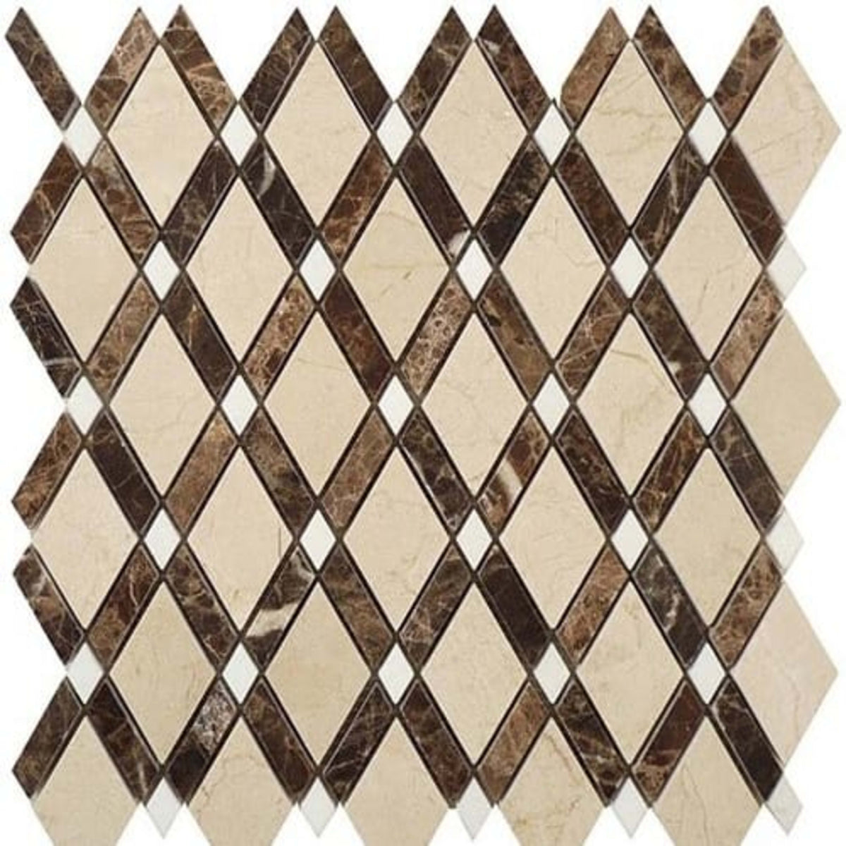 Diamond in Crema Marfil-Emperador Dark-Thassos White Natural Stone