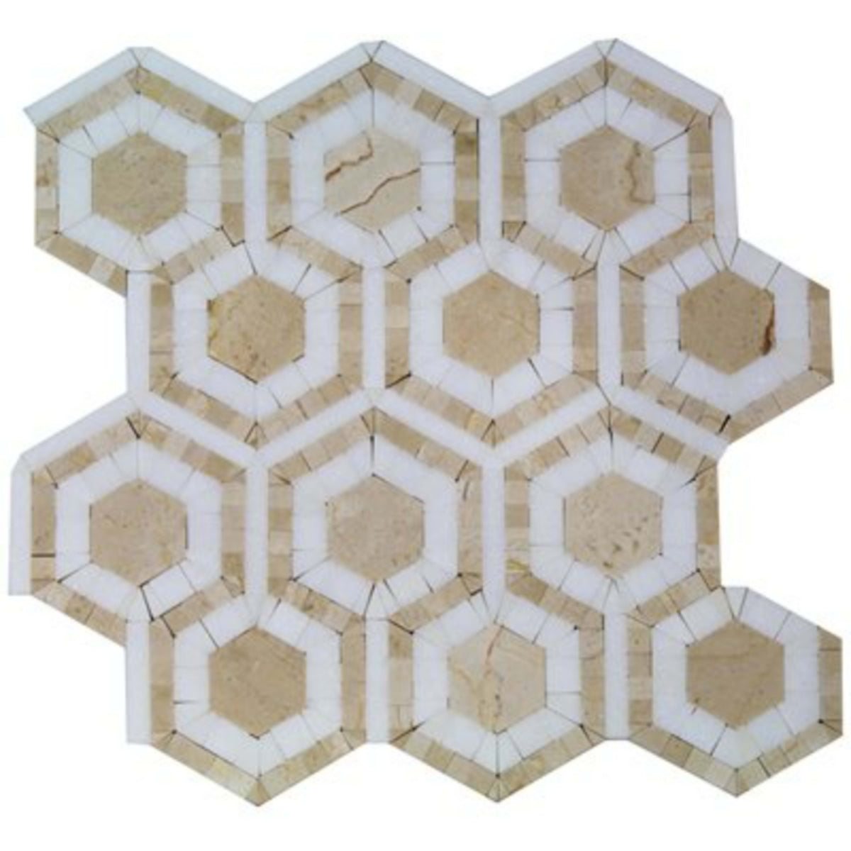 Evo Hex in Crema Thassos Natural Stone