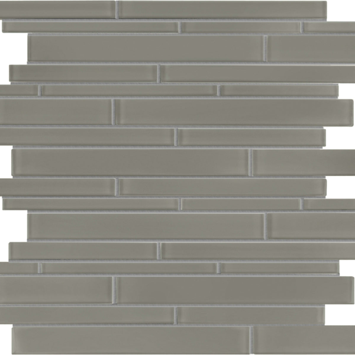 Element in Smoke Random Strip Mosaic Glass Tile
