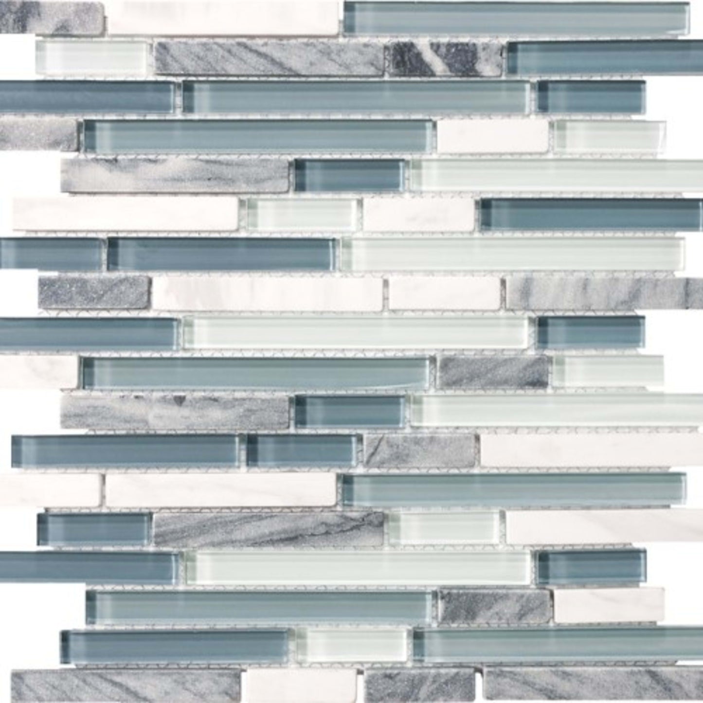 Bliss in Waterfall 12x12 Random Strip Mosaics Glass Tile