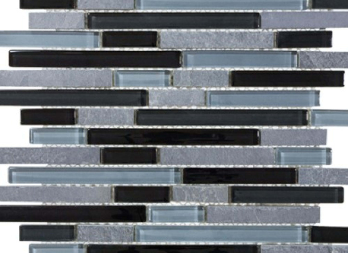 Bliss in Black Timber 12x12 Random Strip Mosaics