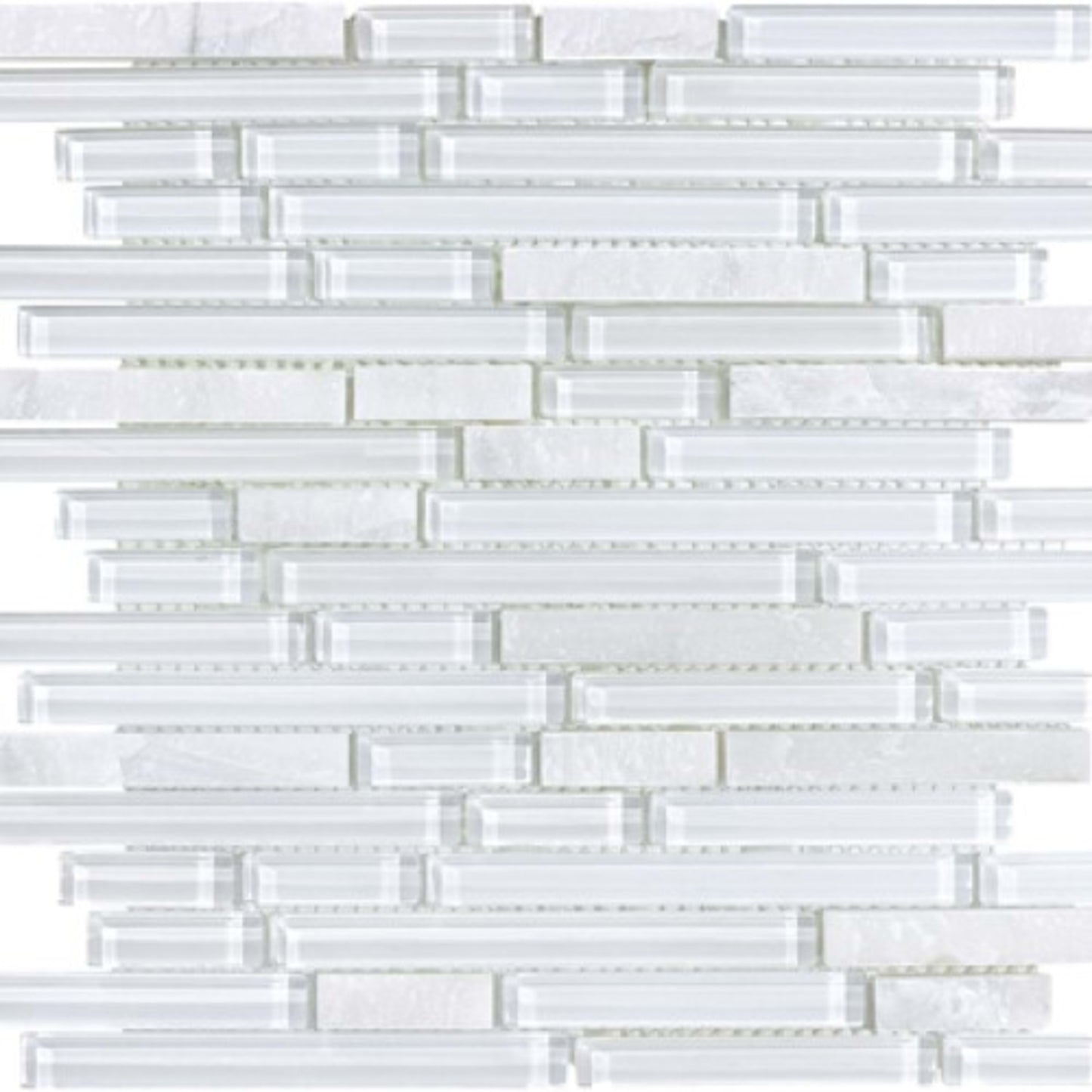 Bliss in Norwegian Ice 12x12 Random Strip Mosaics Glass Tile