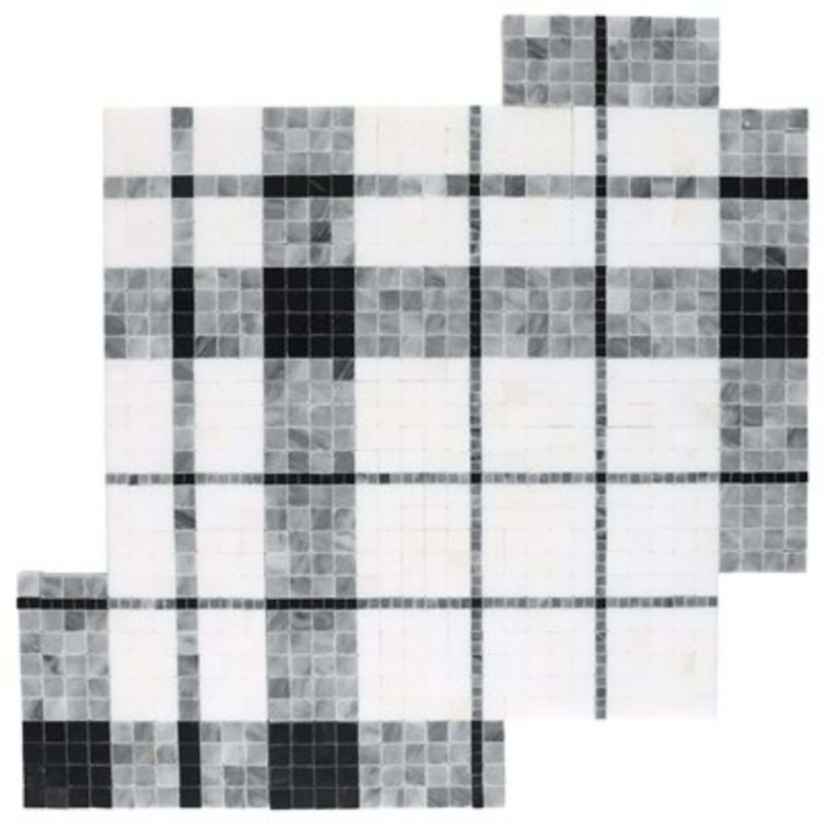 Madras in Plaid Bardiglio - Thassos Nero Marquina Bardiglio Natural Stone