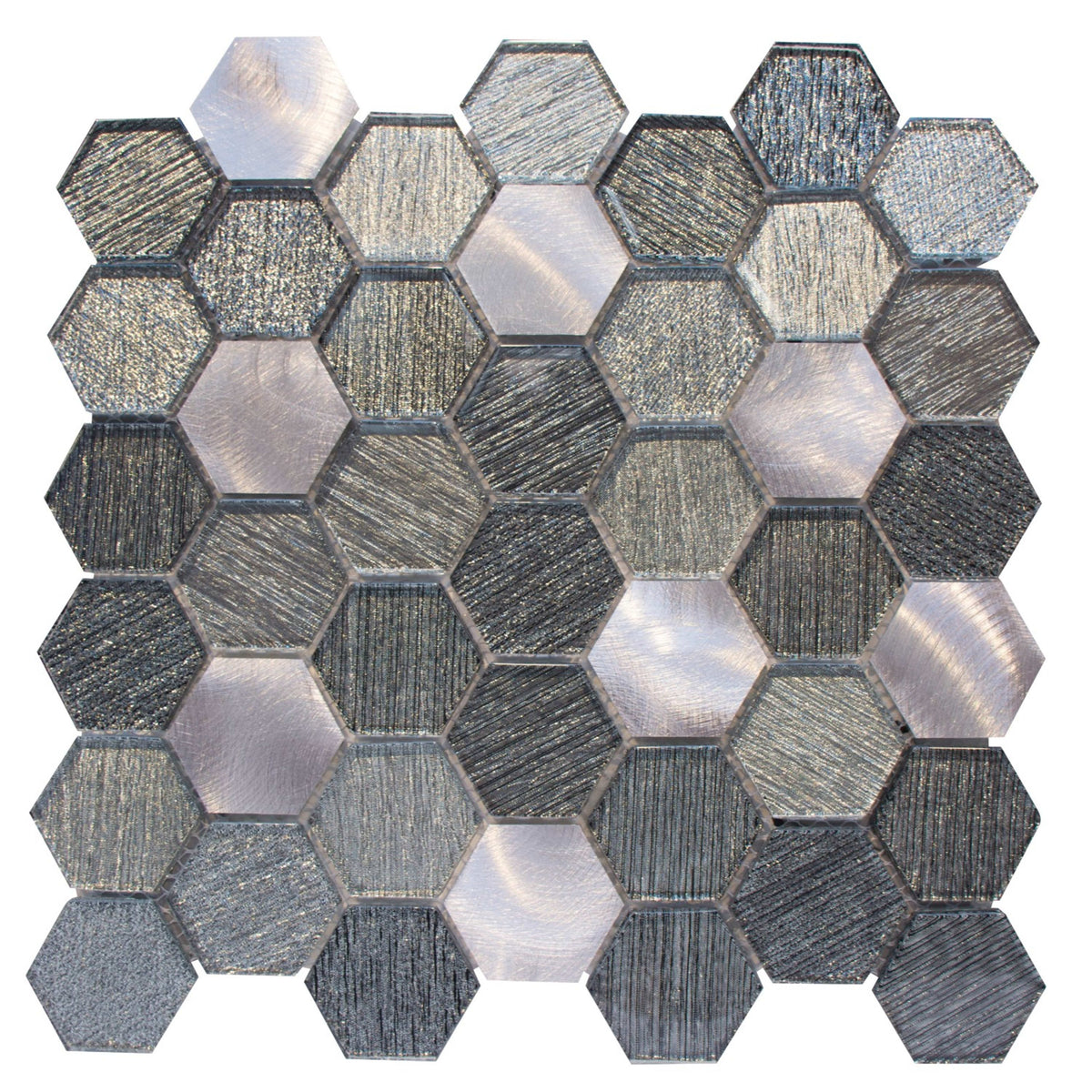 Galaxy in Silver Hex Glass Tile
