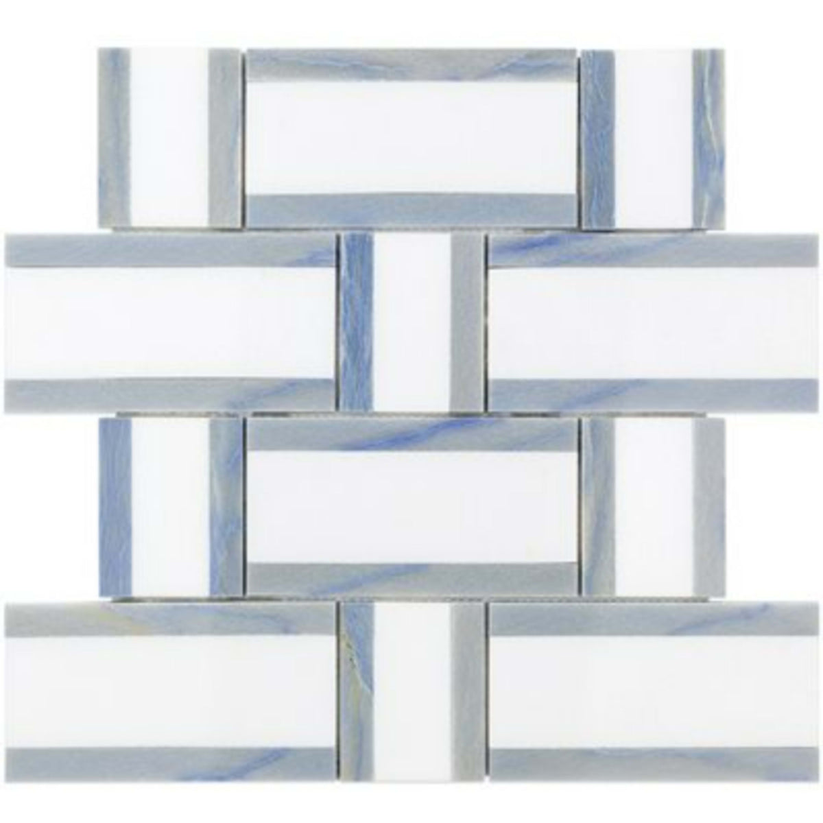 Interlace in White Thassos Blue Macauba Natural Stone