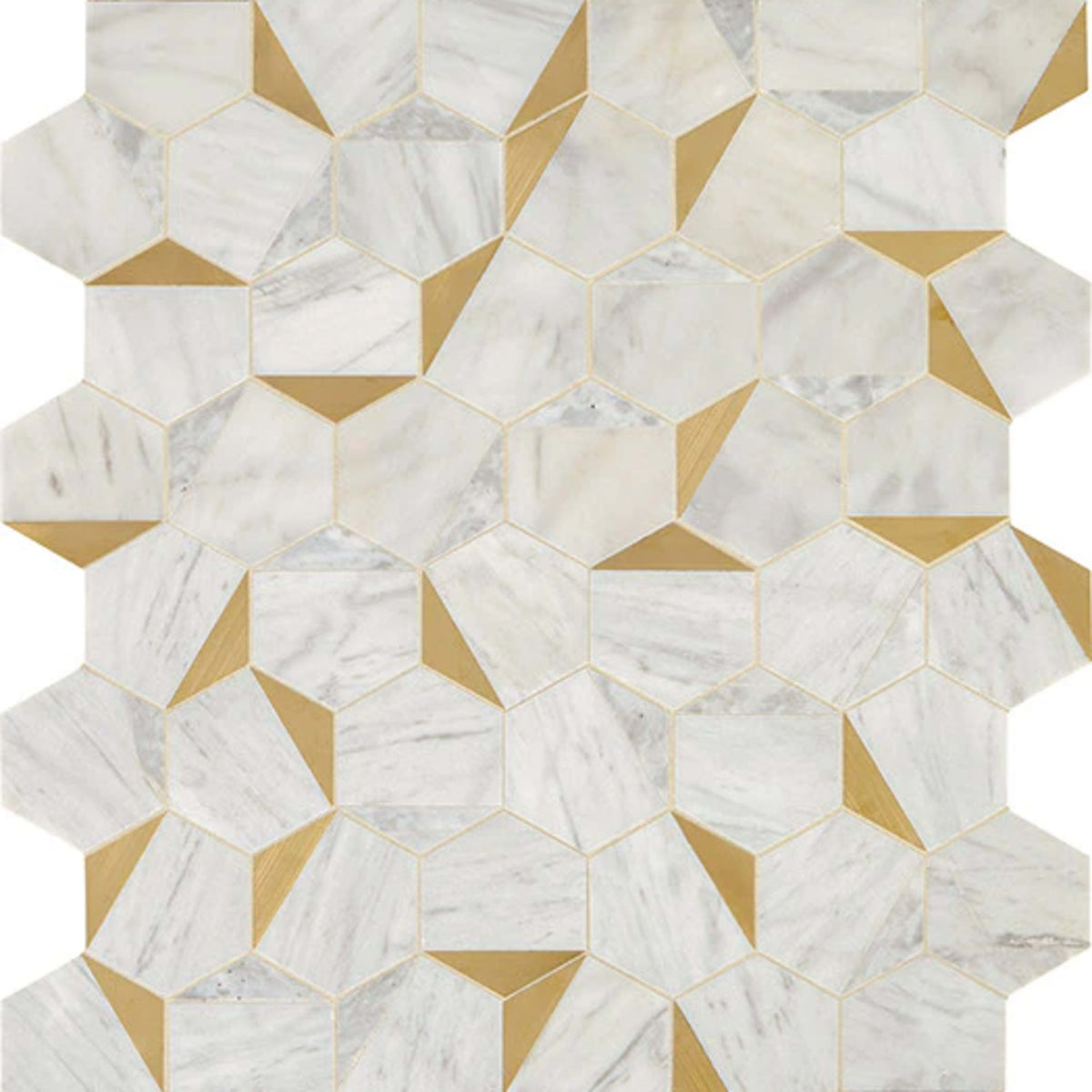 Lavaliere in Alluring White/Brass Illusionary Tile