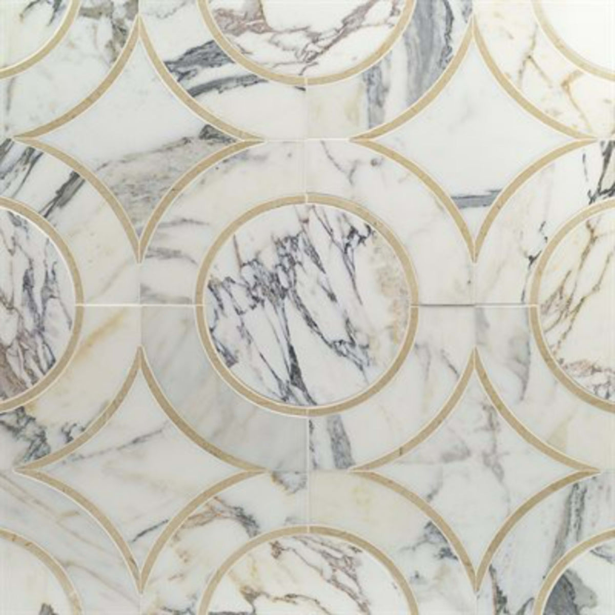 MJ Star in Calacutta With Crema Marfil Line Calacutta Circle Natural Stone