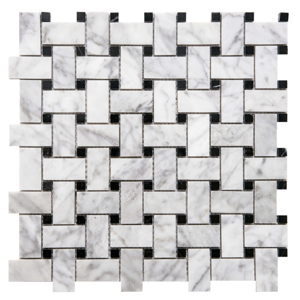 Basketweave in Carrara And Nero Nerquina Natural Stone