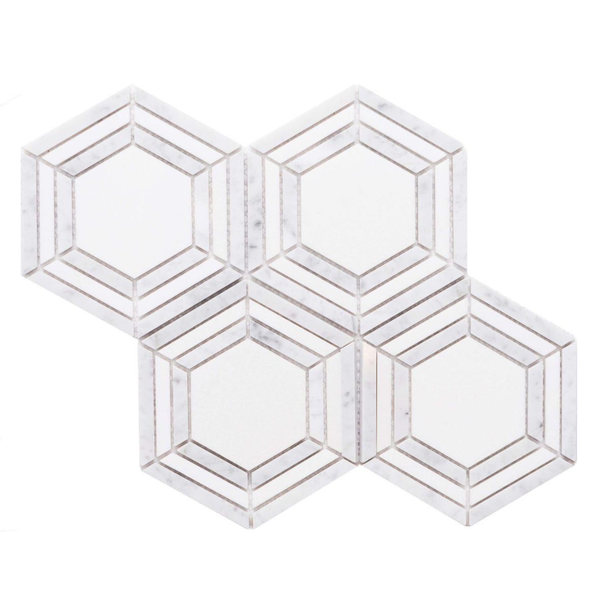 Large Hex in Carrara And Thassos White Natural Stone