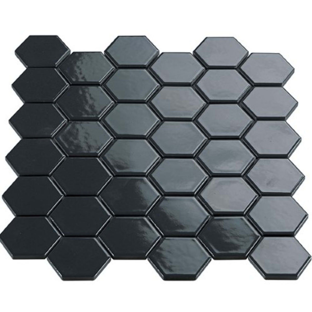 Multiplier in Dark Grey Hexagon Mosaic 2"x2" Gloss Tile