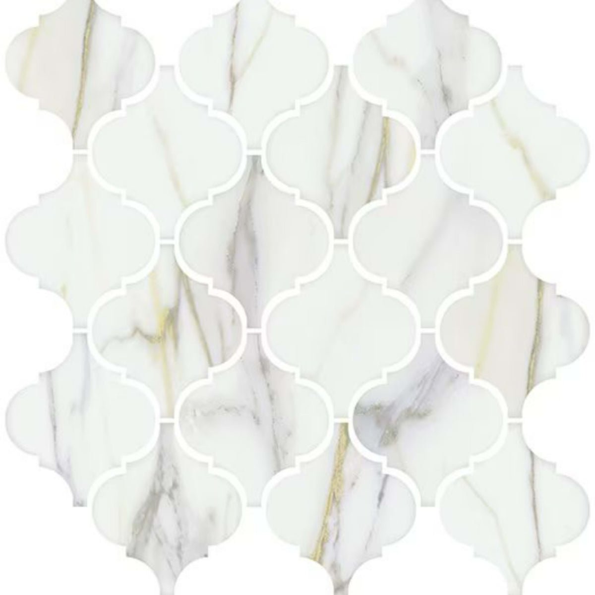 Mythique Marble in Calacatta Matte Arabesque Tile