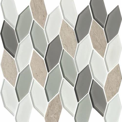 Natural Elements in Blue Heron - Hexagon Leaves Glass Tile