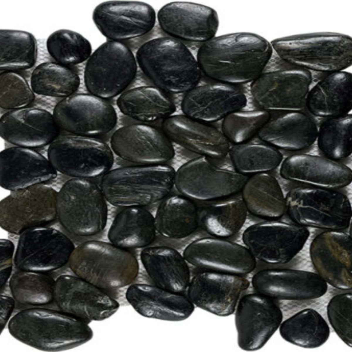 Ocean Stones - Pebble Mosaic in Black Tile