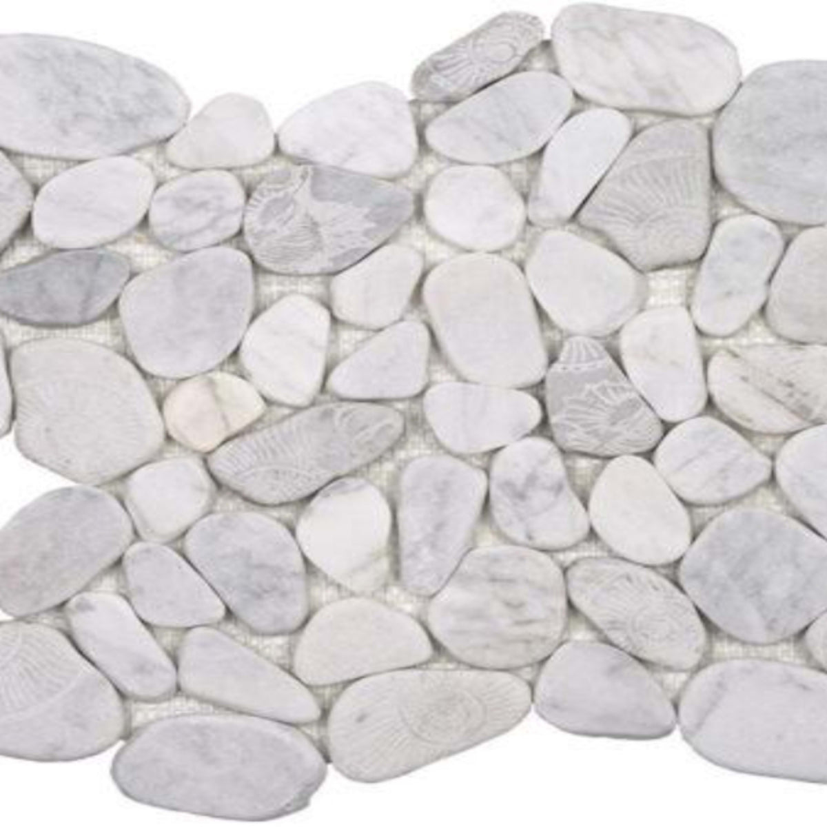 Ocean Stones - Sliced Mosaic in Fossil Carrara Tile
