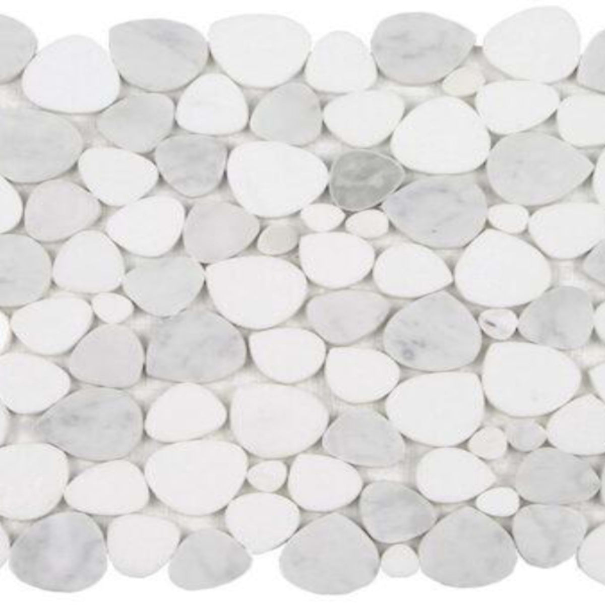 Ocean Stones - Sliced Mosaic in Bianco Carrara Thassos Tile