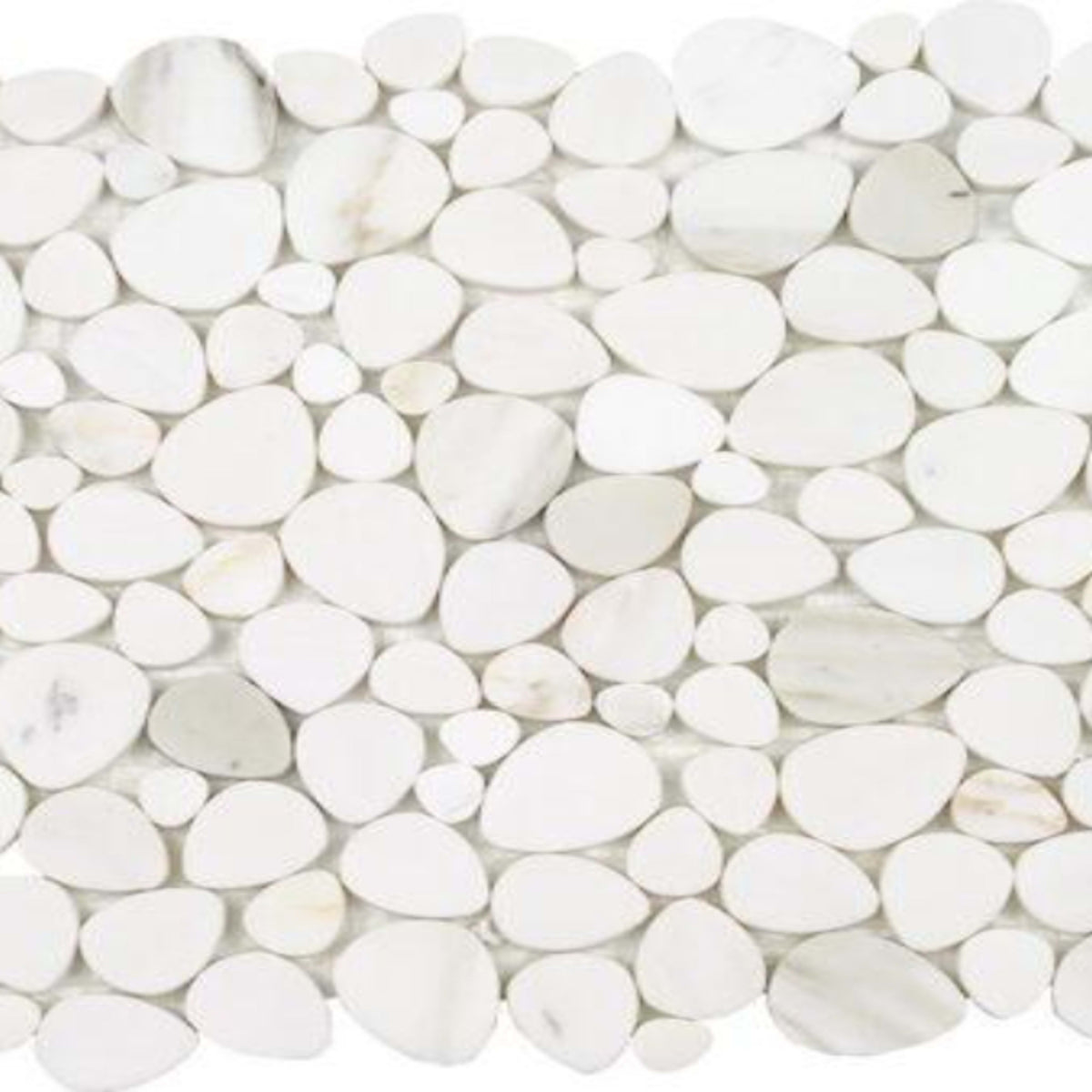 Ocean Stones - Sliced Mosaic in Calacatta Gold Italian White Tile