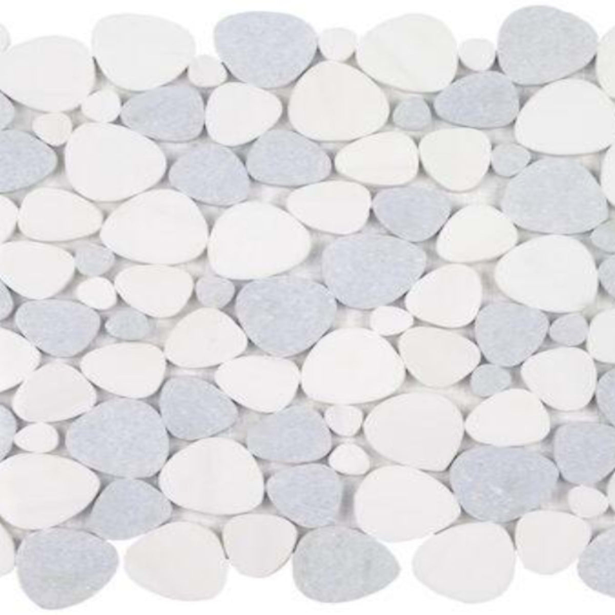 Ocean Stones - Sliced Mosaic in Italian White Blue Celeste Tile