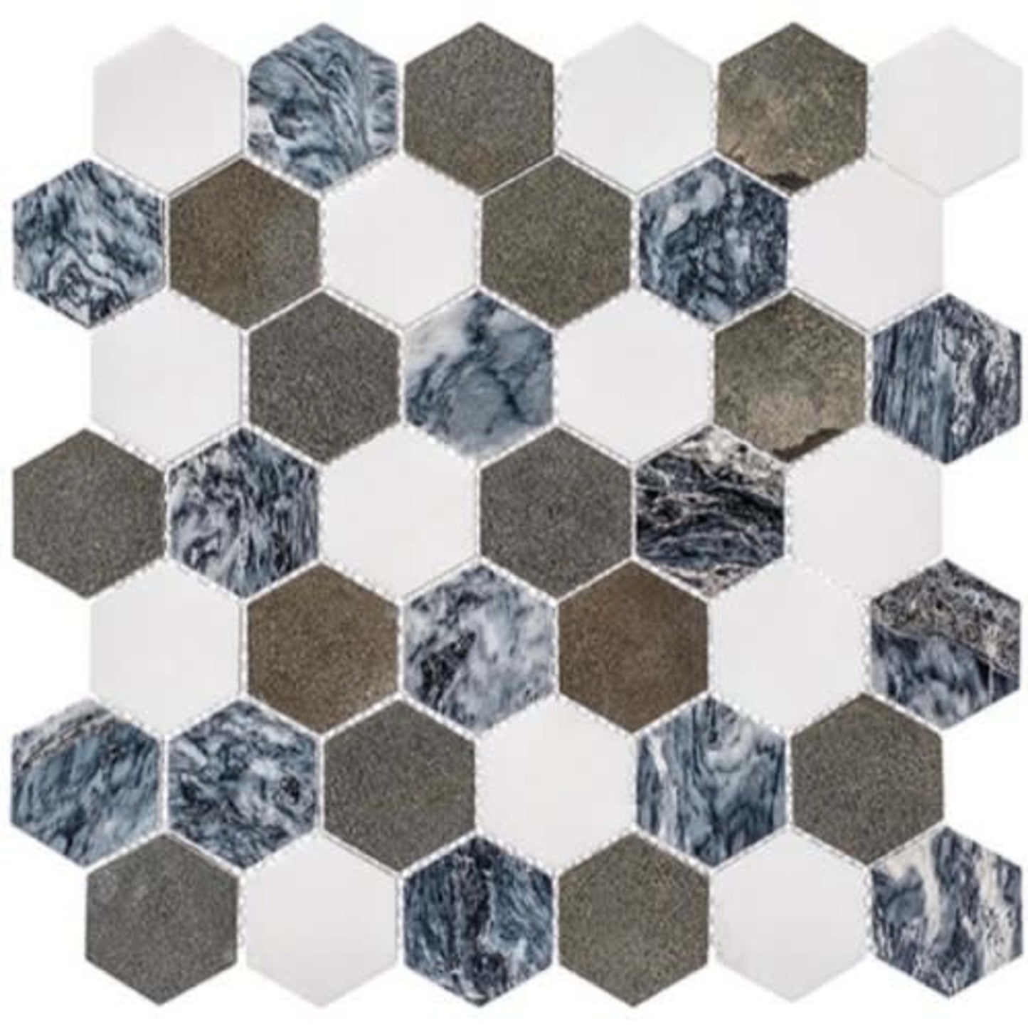 Colonial in Presidential Grey 2" Hex Natural Stone