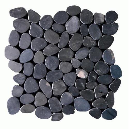 Botany Bay Pebbles - Sliced in Stained Black Natural Stone