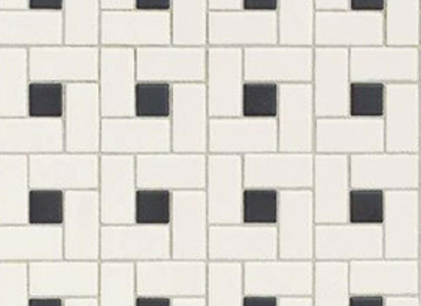 Unglazed Mosaics in Ice White/Black Penny Rounds Rosette