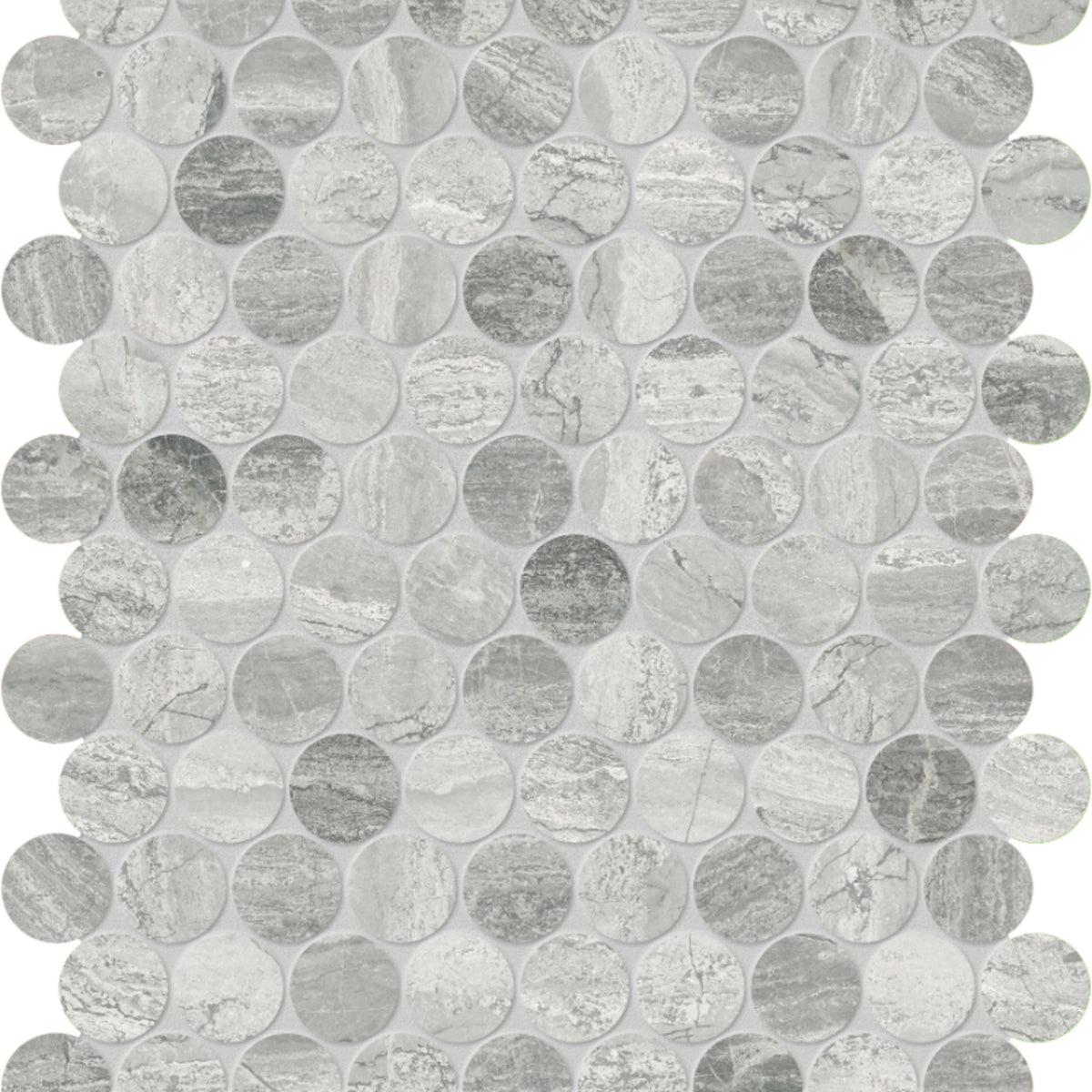 Volcana Notte in Penny Round Mosaic Honed Natural Stone