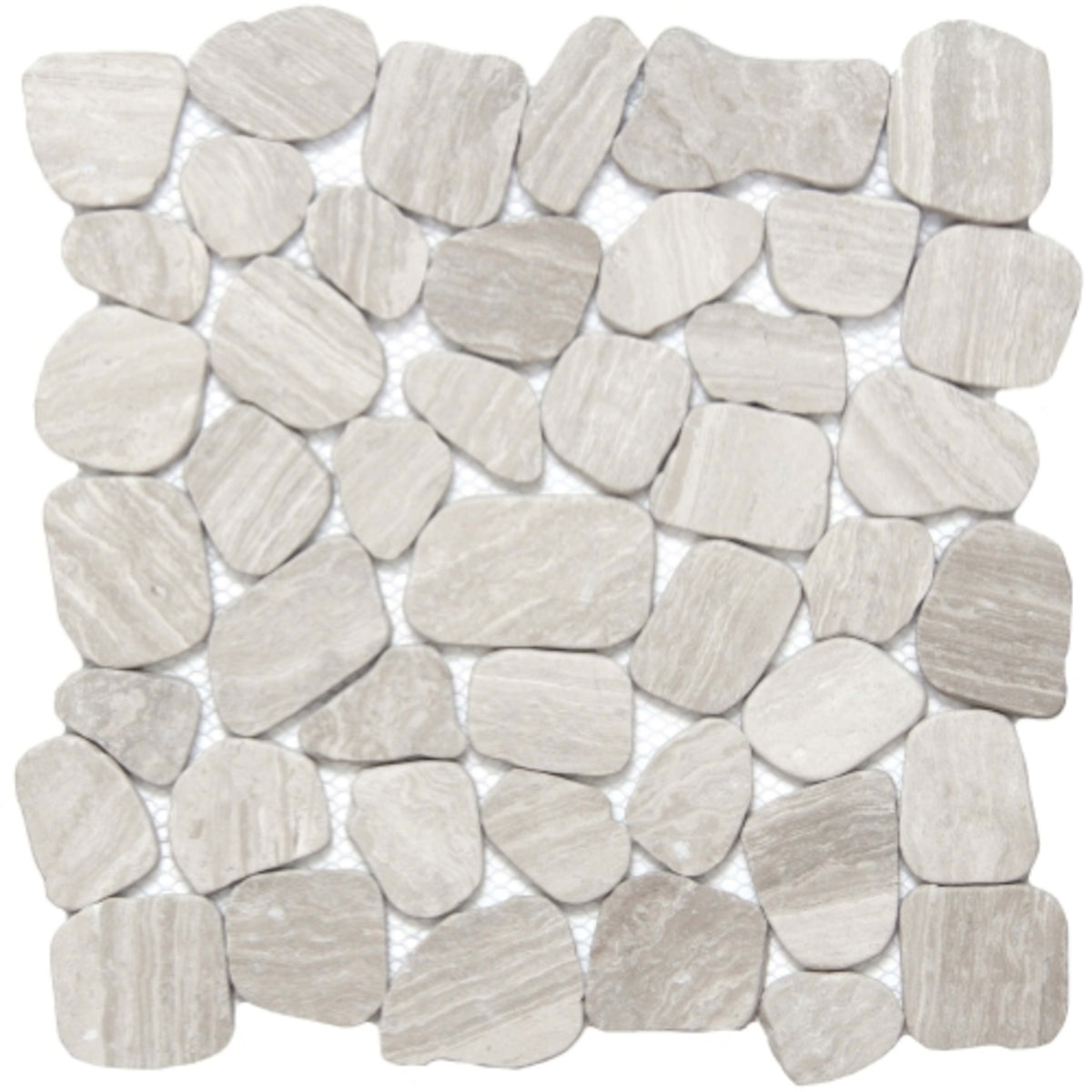 Cultura in Cream 12" X 12" Pebble On Mesh Natural Stone