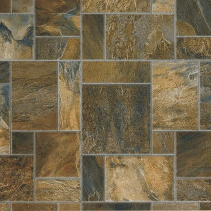 City Plaza in Calico - Silver Vinyl Sheet Goods