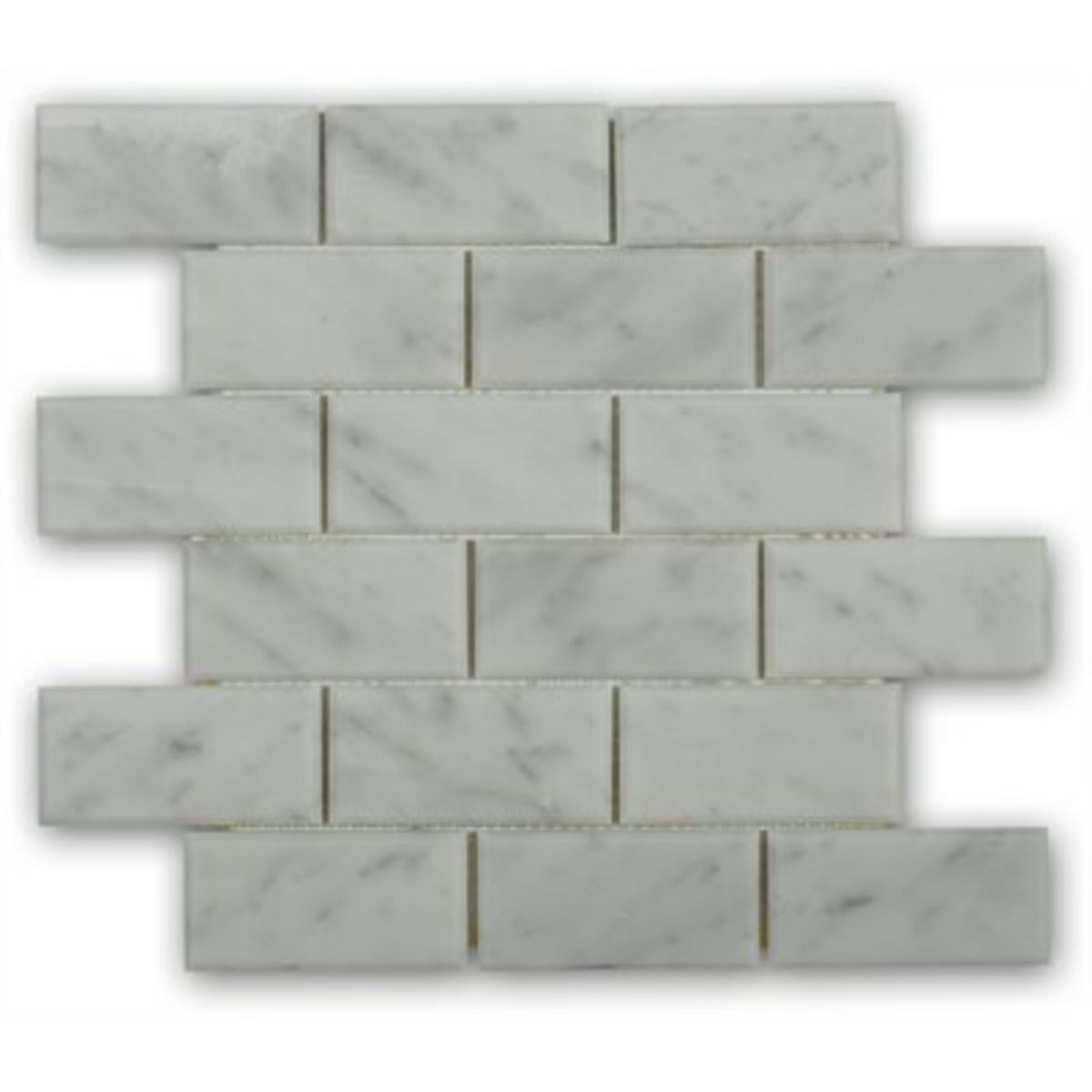 White Carrara in White Carrara 2x4 Beveled Brick Natural Stone