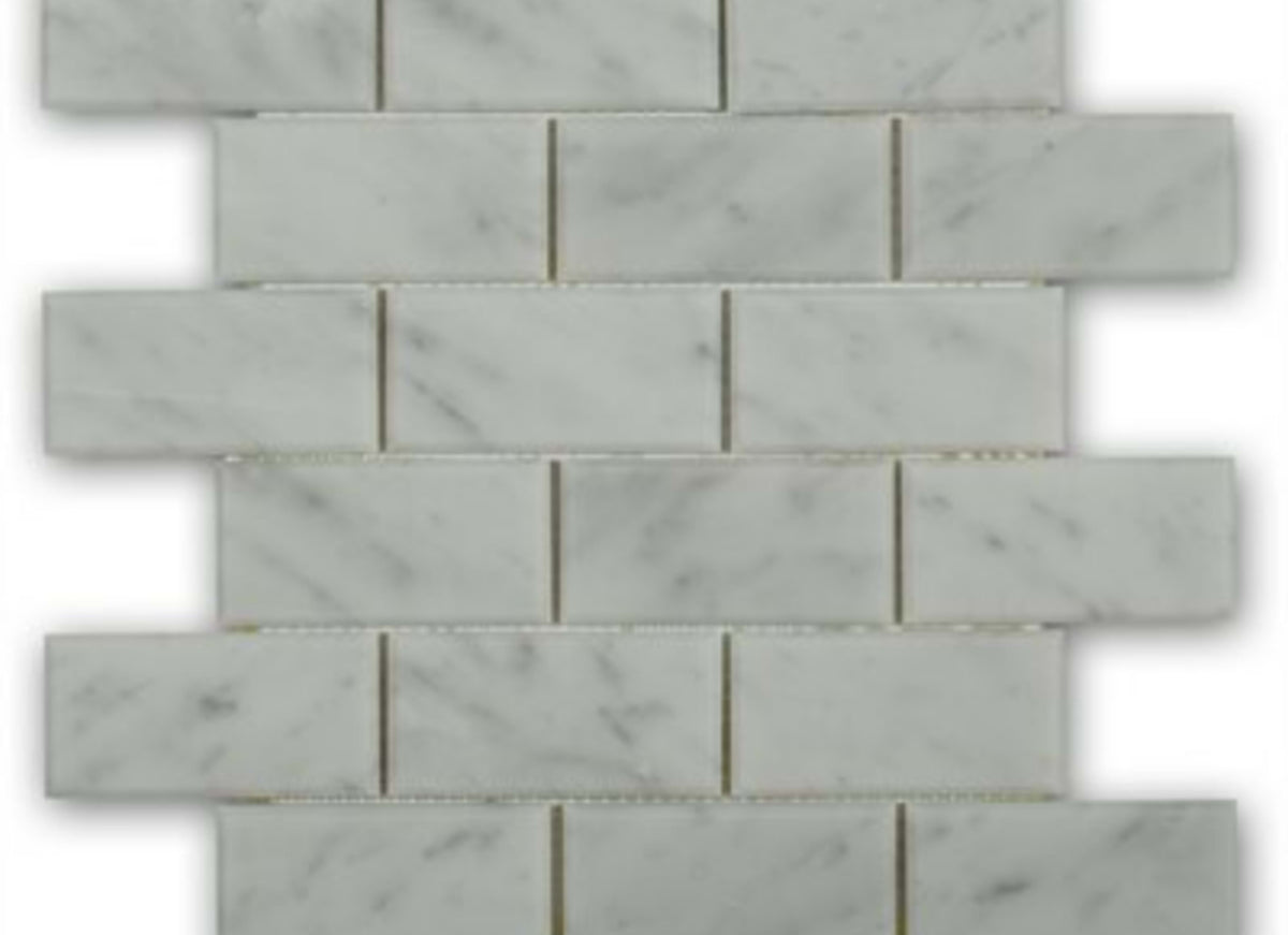 White Carrara in White Carrara 2x4 Beveled Brick