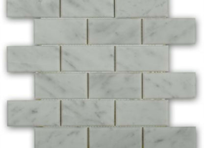 White Carrara in White Carrara 2x4 Beveled Brick