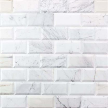 Calacatta in Calacatta 3x6 Beveled Natural Stone